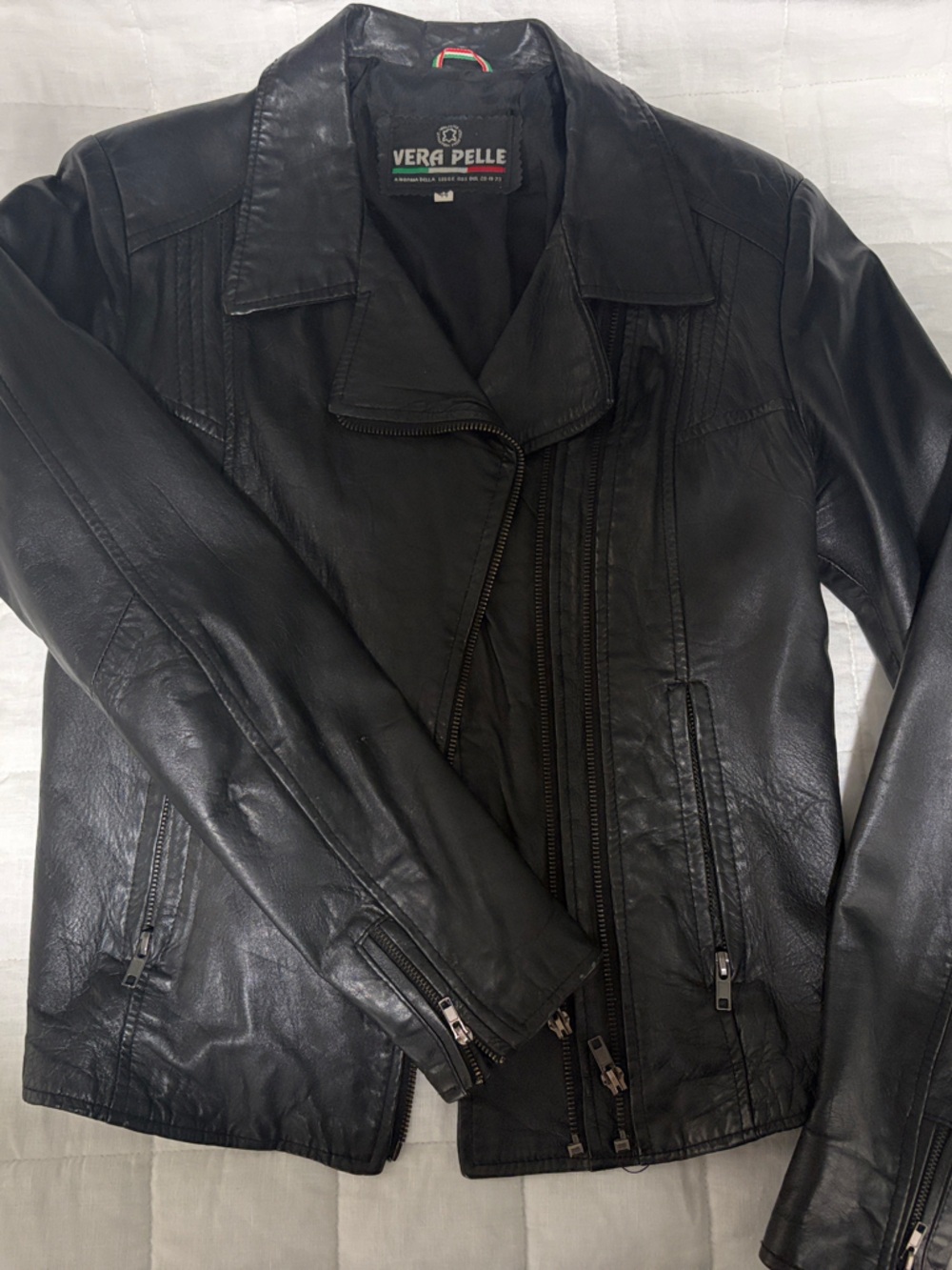 Vera Pelle Women’s Leather Bomber Motorcycle Jacket